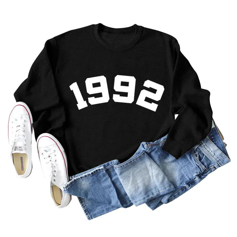 1992 Fashion Autumn Winter Bottoming New Leisure Sweater Round Neck Long Sleeved Shirt