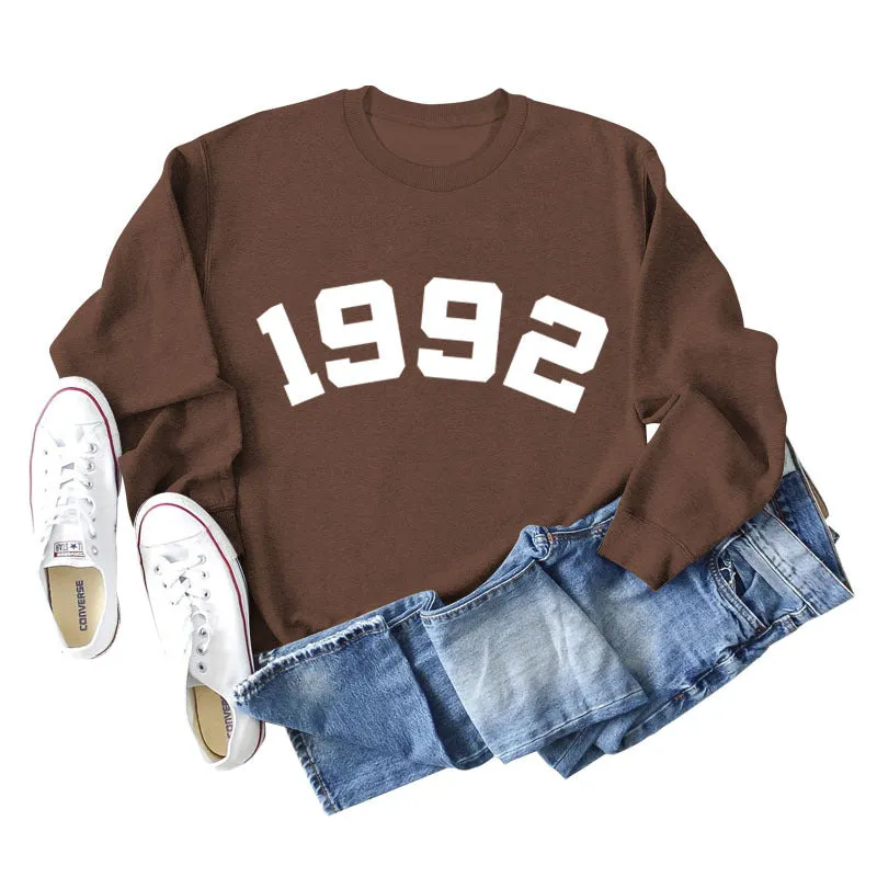 1992 Fashion Autumn Winter Bottoming New Leisure Sweater Round Neck Long Sleeved Shirt