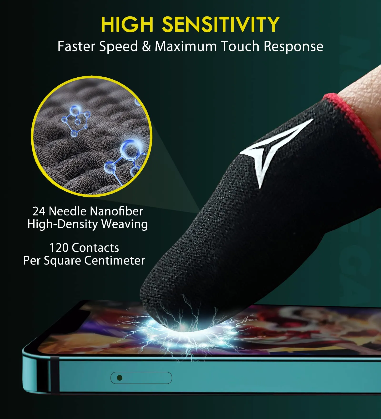 3 Colors 15 Pack E-Sports Light Model Gaming Finger Sleeves, 0.15mm Superconducting Nanofibers, Smooth Feel, Anti-Sweat, Extremely Thin, Fit All Touchscreen Devices