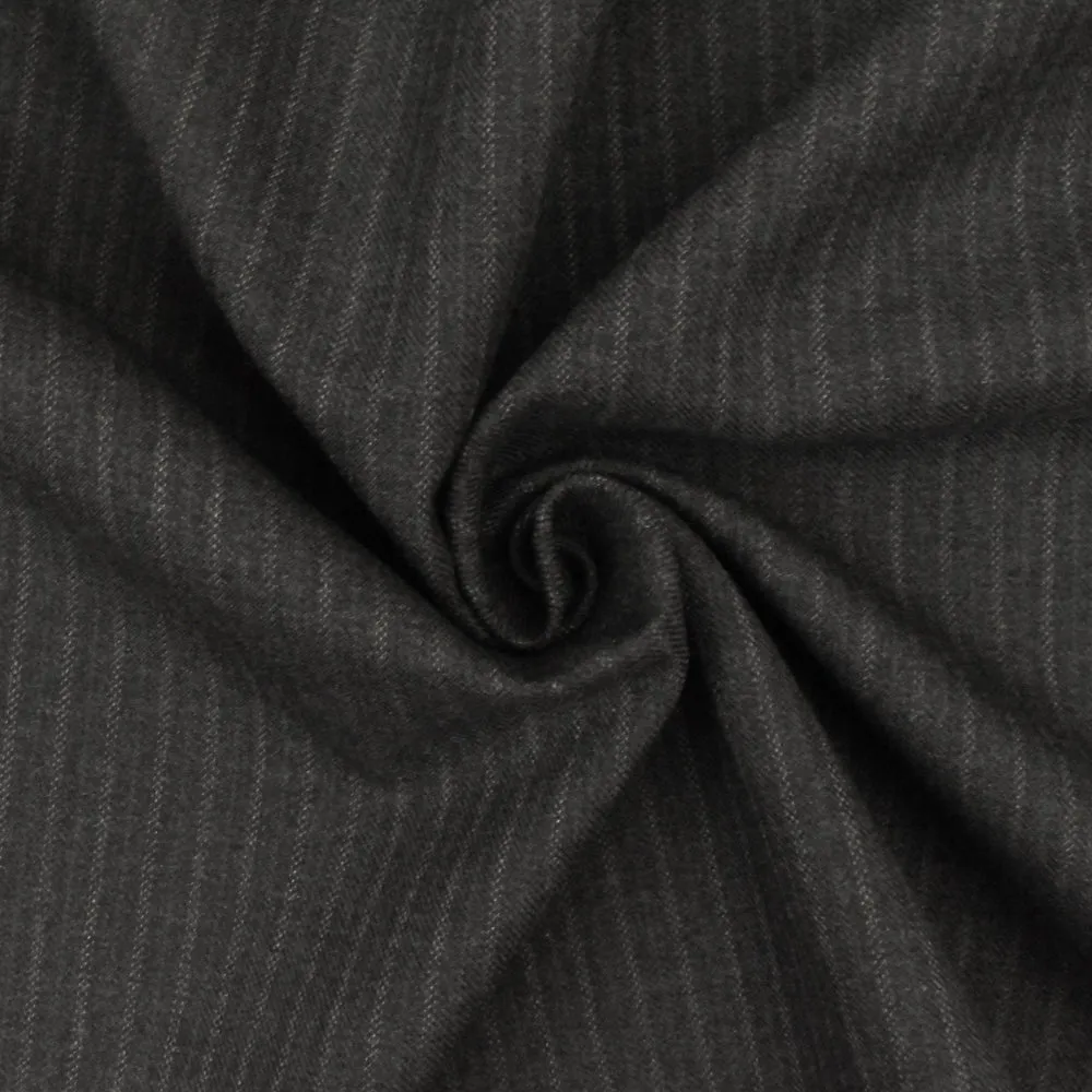 Anchor Gray-Gray Stripe Wool-Poly Twill Woven Suiting Fabric