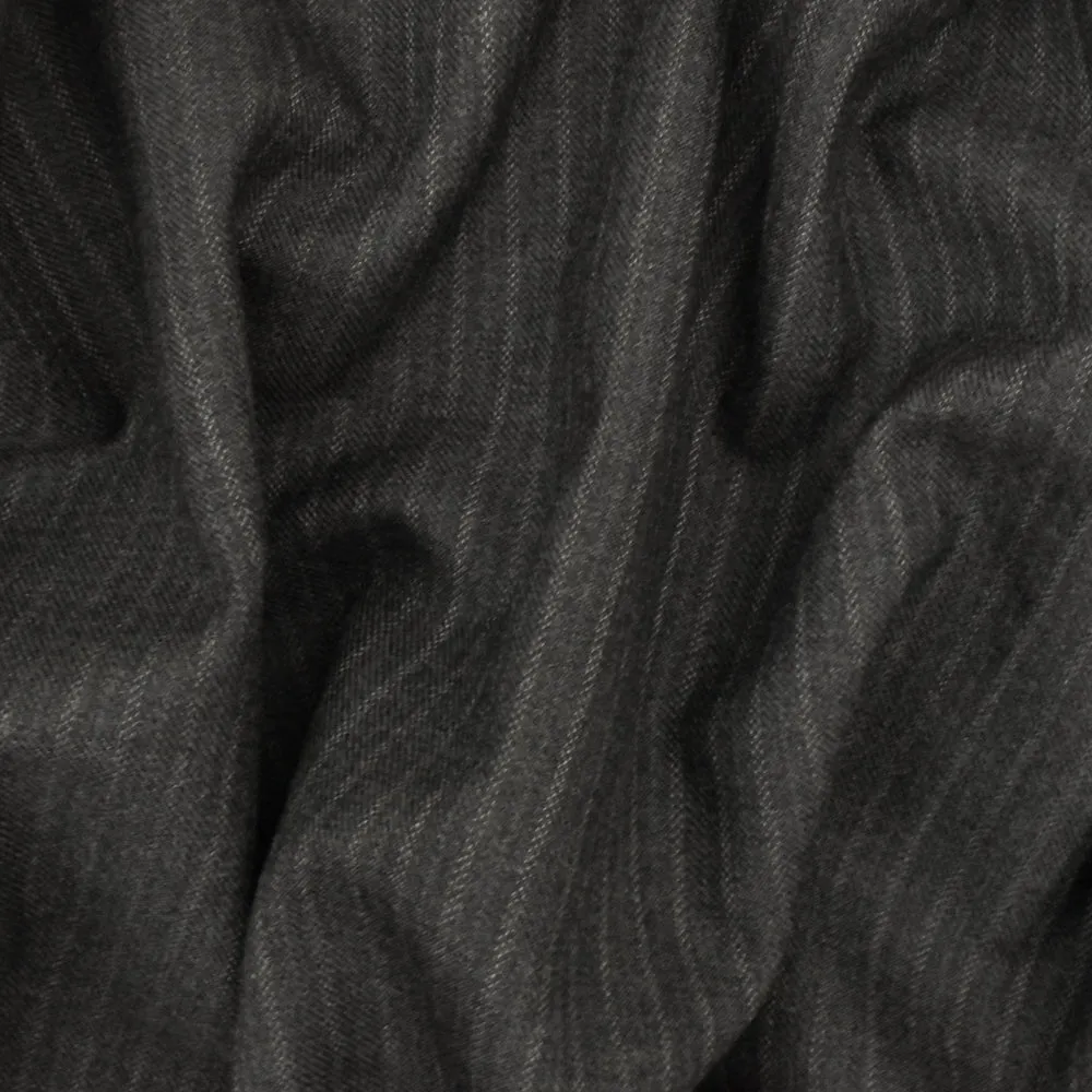 Anchor Gray-Gray Stripe Wool-Poly Twill Woven Suiting Fabric