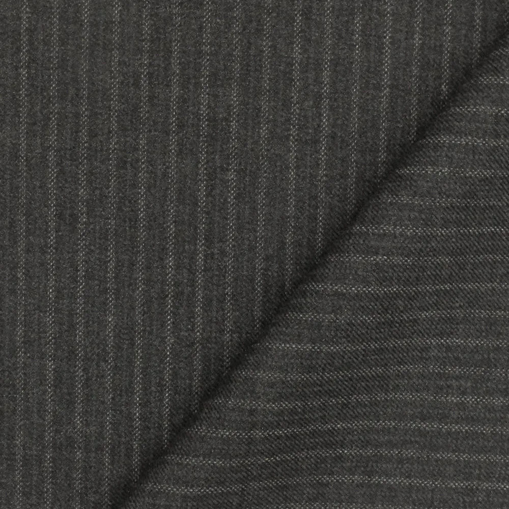 Anchor Gray-Gray Stripe Wool-Poly Twill Woven Suiting Fabric