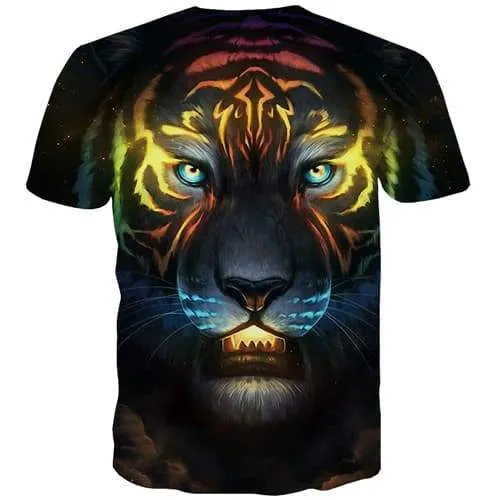 Animal T shirts Men Tiger T-shirts 3d Ferocious Tshirts Casual Galaxy T-shirts Graphic Punk Rock Tshirts Cool Short Sleeve