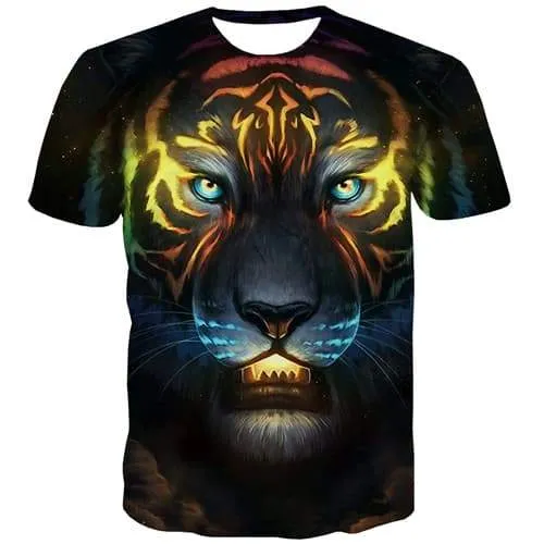 Animal T shirts Men Tiger T-shirts 3d Ferocious Tshirts Casual Galaxy T-shirts Graphic Punk Rock Tshirts Cool Short Sleeve