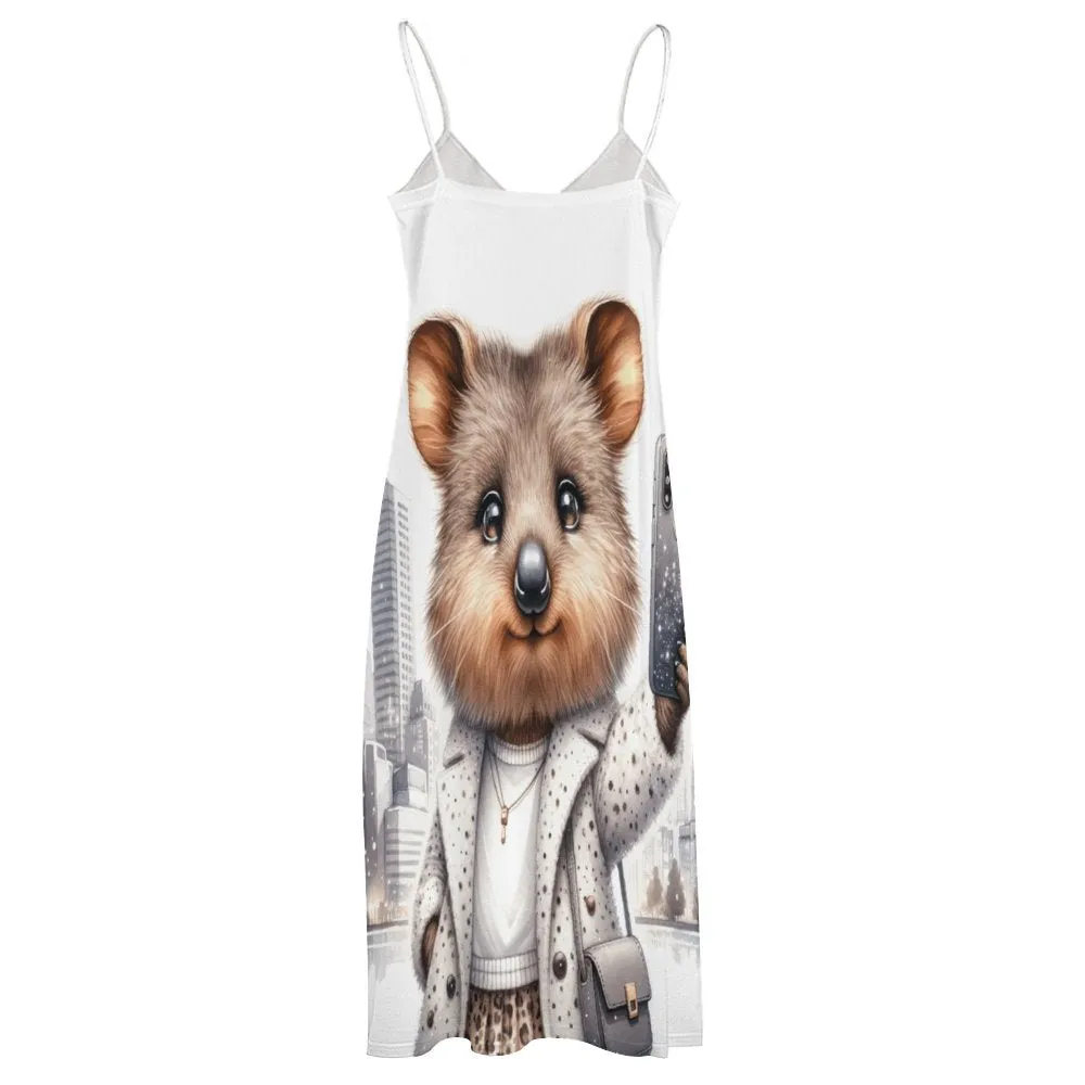 Australian Animals Quokka Travelling Spaghetti Strap Ankle-Length Dress Long dress