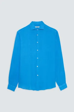 basic linen shirt electric blue