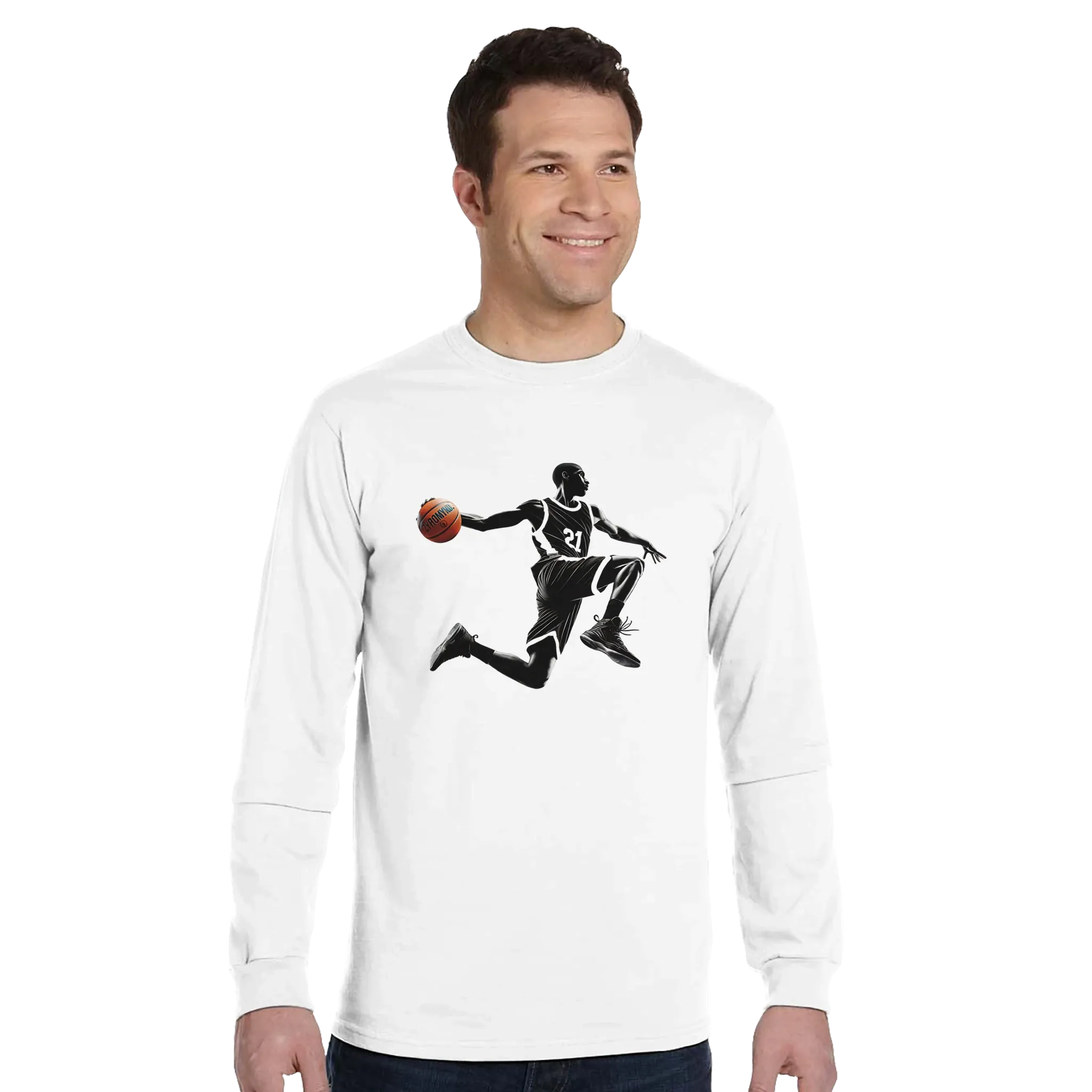 Basketball Player Mid-Air - Organic Unisex Classic Long-Sleeve T-Shirt | Econscious EC1500