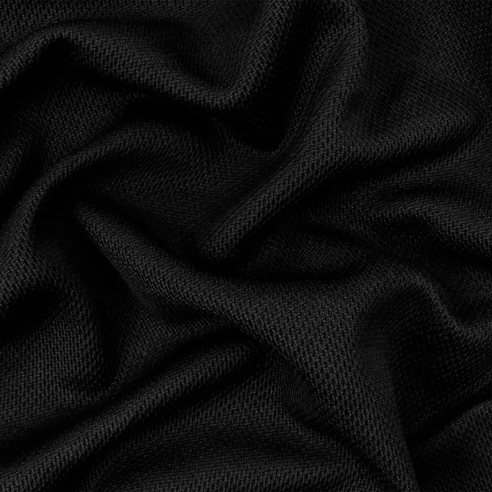 Black Organic Cotton Poly Pique Knit Fabric