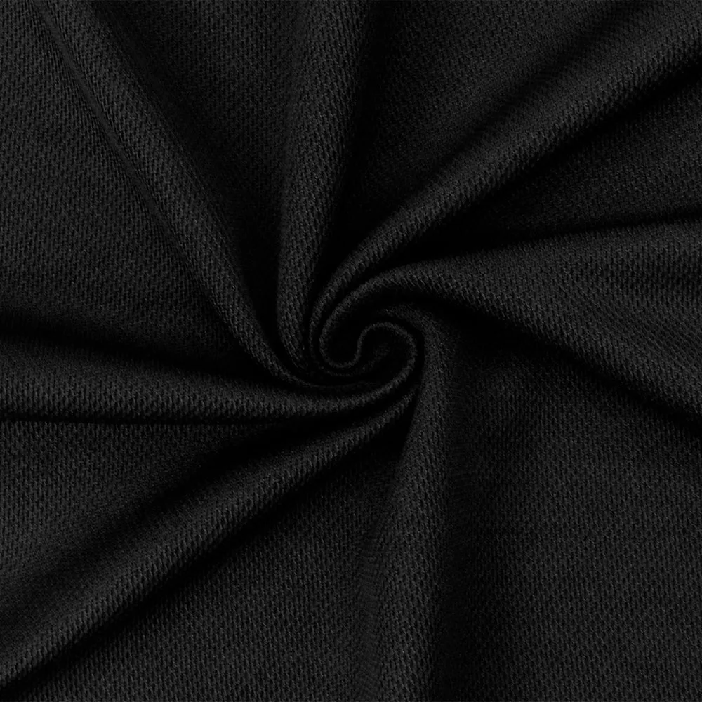 Black Organic Cotton Poly Pique Knit Fabric