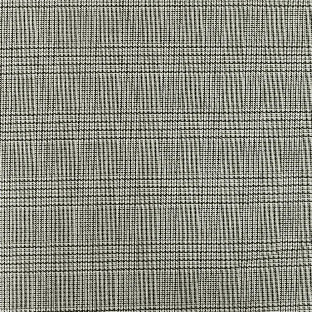 Black-White-Gray Glen Plaid Stretch Poly-Cotton Twill Woven Fabric