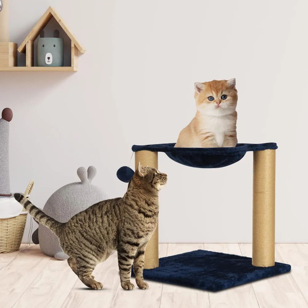 Callas Rio and Me Condo Tree Tower with Hammock Bed and 2 Scratching Post for Kittens & Cats (Blue)