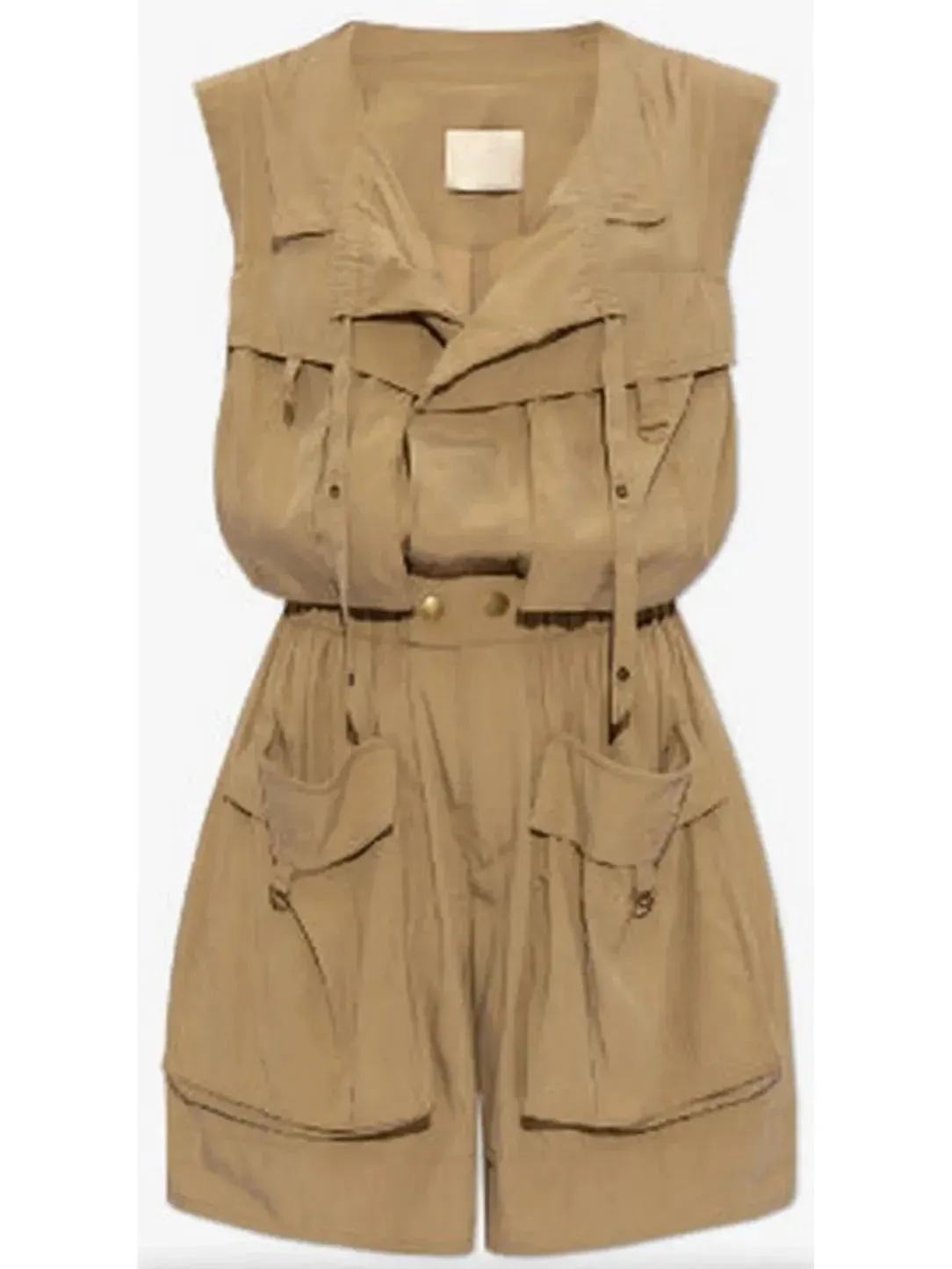 Cargo Short Jumpsuit in Khaki