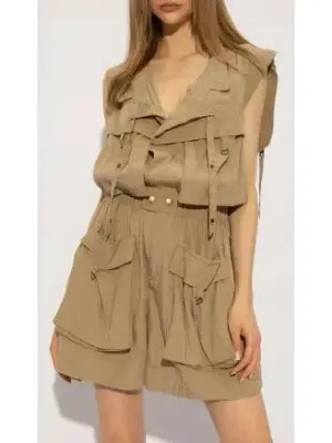 Cargo Short Jumpsuit in Khaki