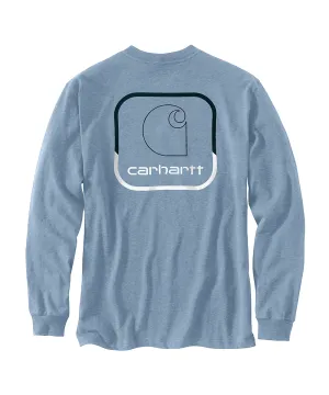 Carhartt Men's Long Sleeve Logo Pocket T-shirt - Alpine Blue Heather