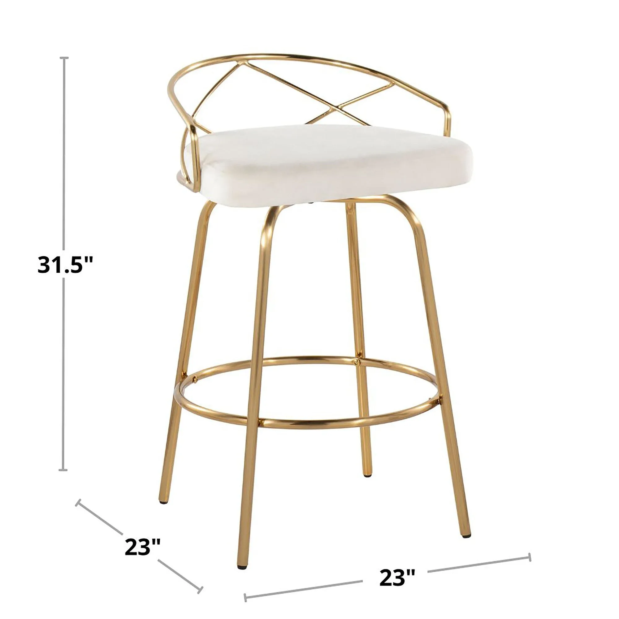 Charlotte Glam 26" Fixed-Height Counter Stool - Set of 2 By LumiSource - B26-CHARLOTGLAMV-CLARG2 AUCR2