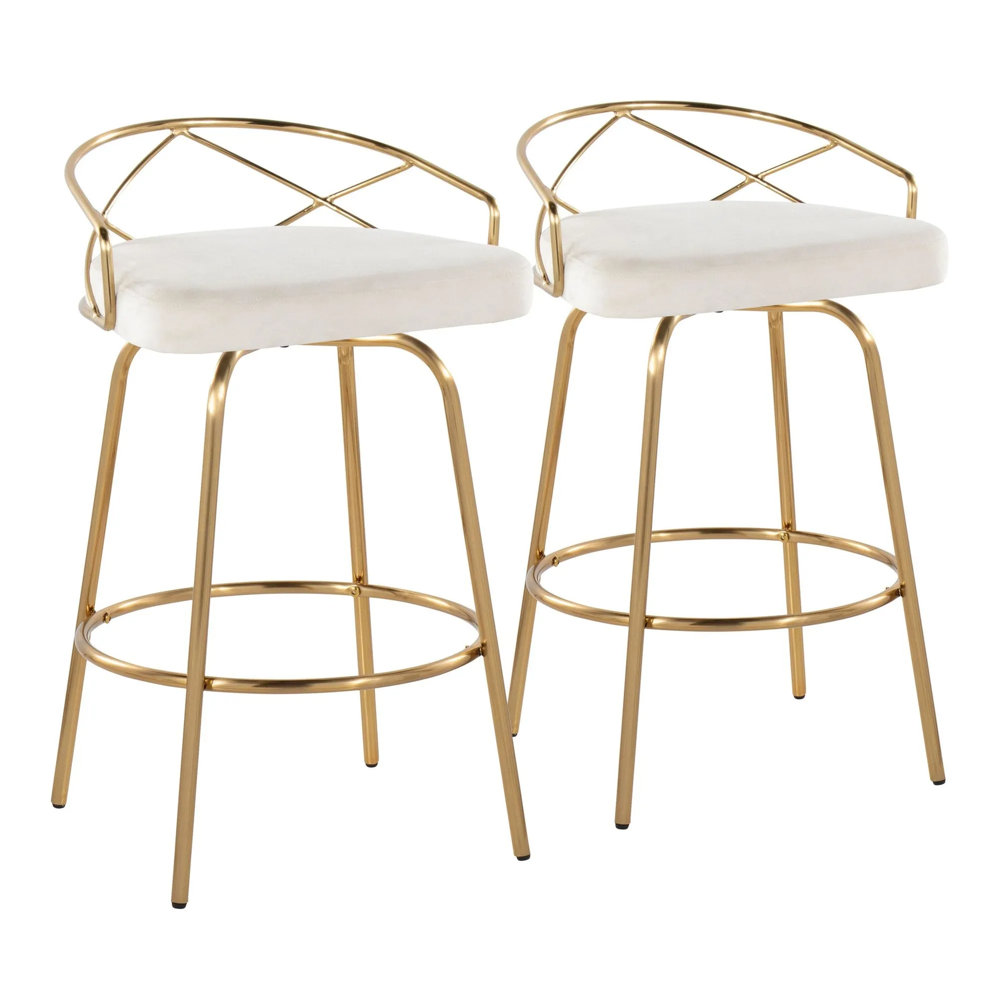 Charlotte Glam 26" Fixed-Height Counter Stool - Set of 2 By LumiSource - B26-CHARLOTGLAMV-CLARG2 AUCR2