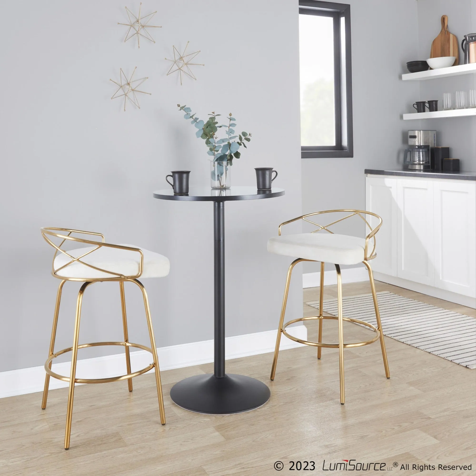 Charlotte Glam 26" Fixed-Height Counter Stool - Set of 2 By LumiSource - B26-CHARLOTGLAMV-CLARG2 AUCR2