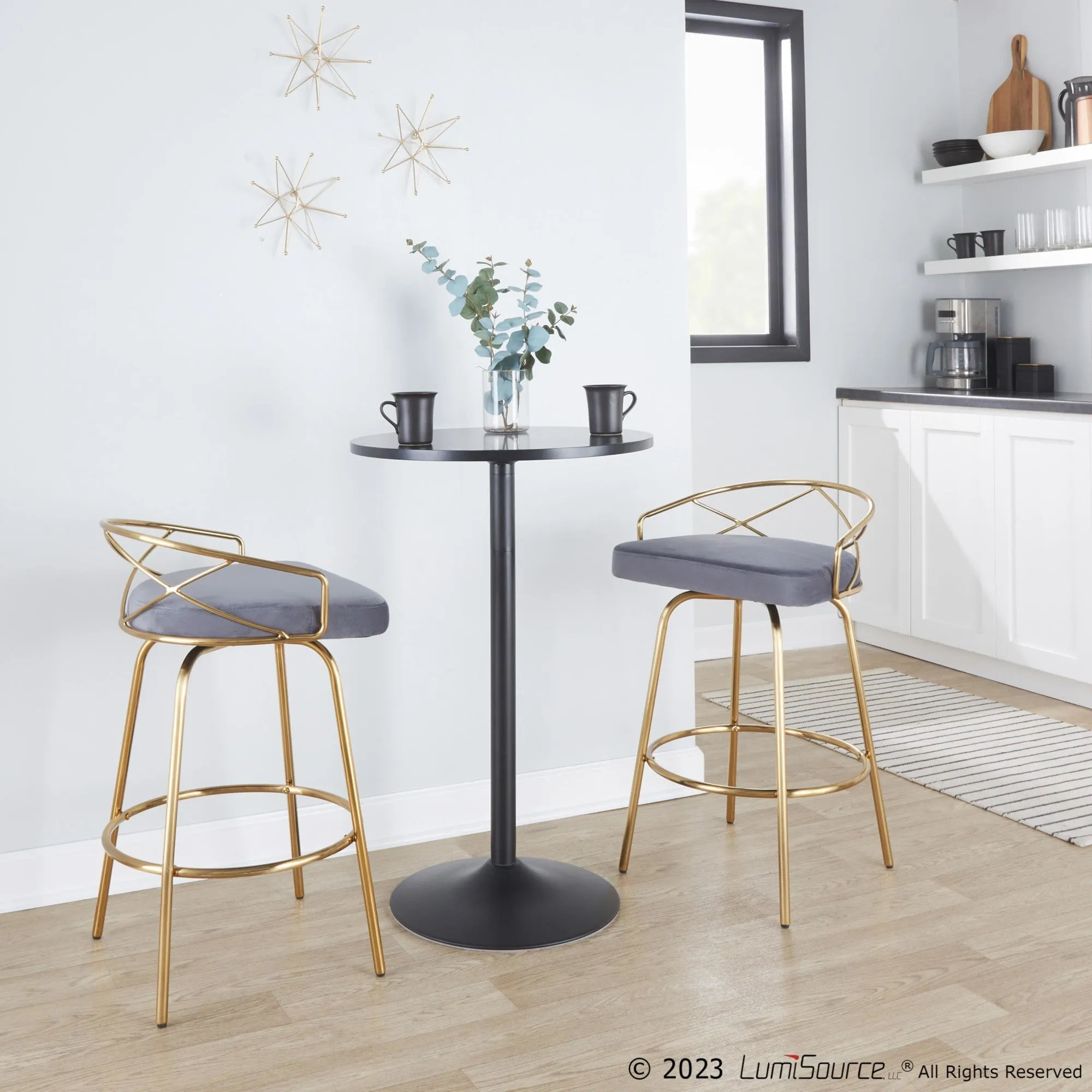 Charlotte Glam 26" Fixed-Height Counter Stool - Set of 2 By LumiSource - B26-CHARLOTGLAMV-CLARG2 AUCR2