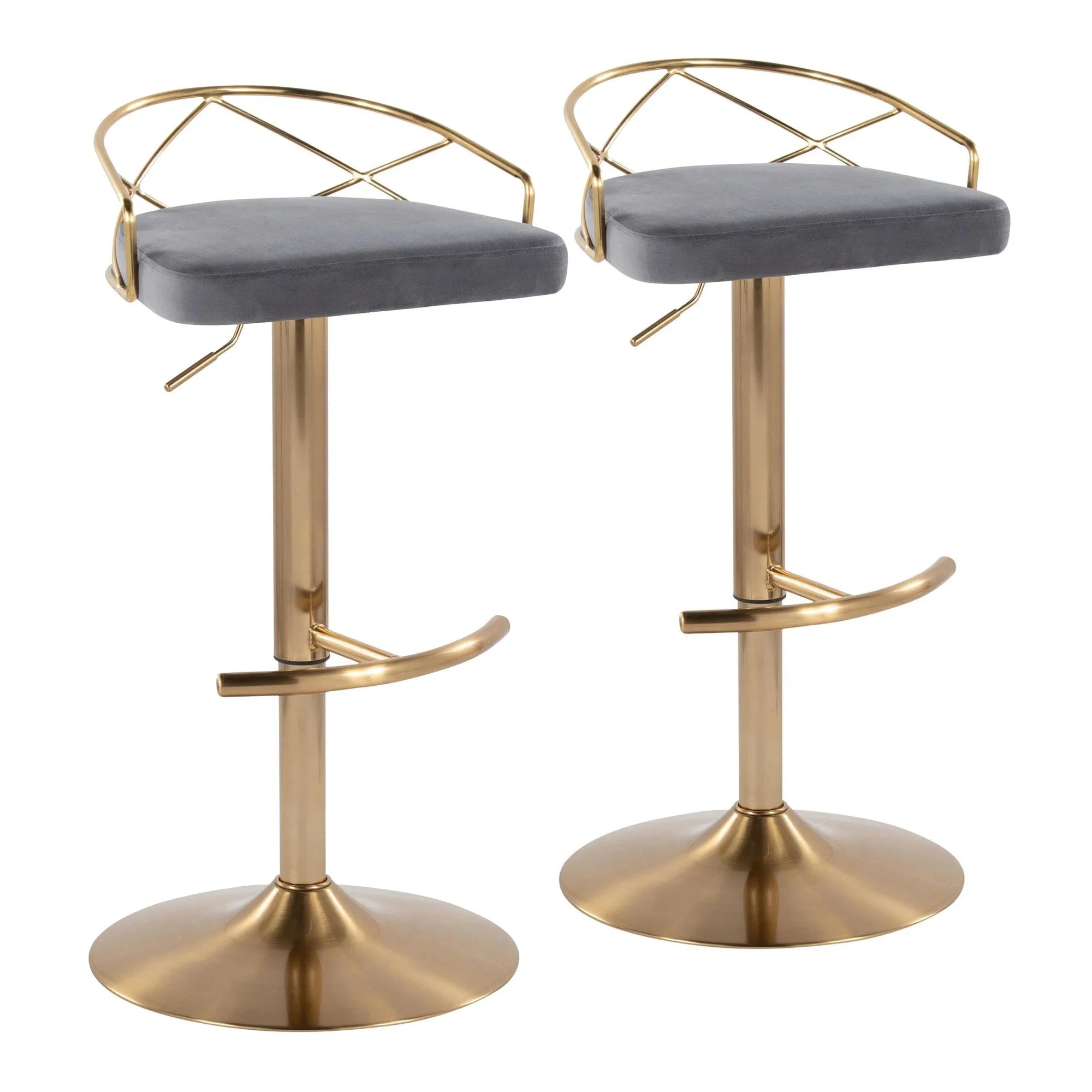 Charlotte Glam Adjustable Barstool - Set of 2 By LumiSource - BS-CHARLOTGLAMV-RNT2 AUBK2