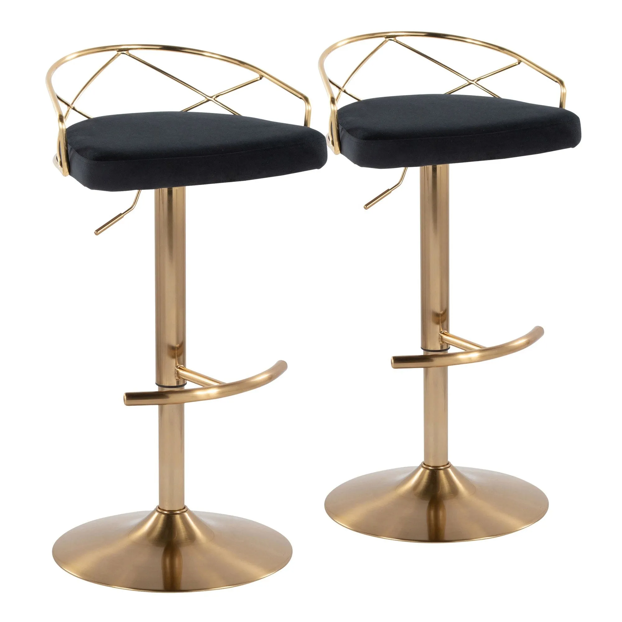 Charlotte Glam Adjustable Barstool - Set of 2 By LumiSource - BS-CHARLOTGLAMV-RNT2 AUBK2