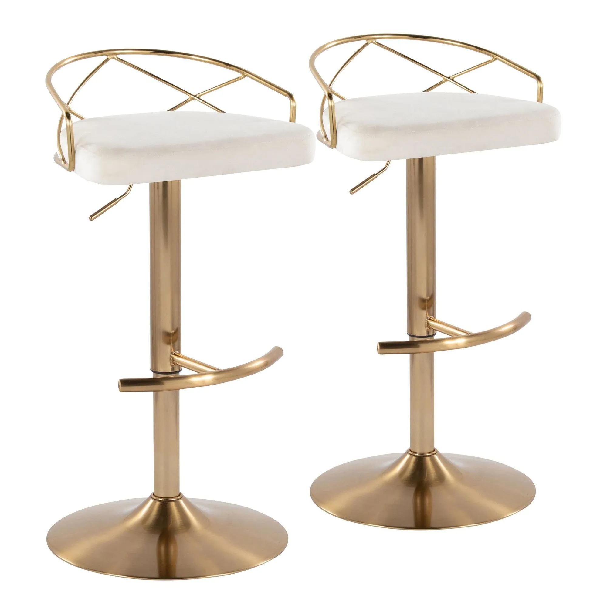 Charlotte Glam Adjustable Barstool - Set of 2 By LumiSource - BS-CHARLOTGLAMV-RNT2 AUBK2