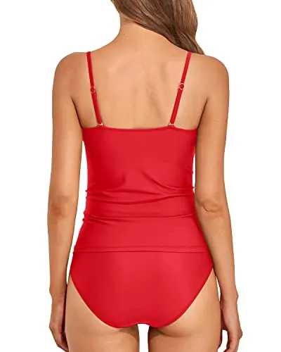 Charming Womens Bandeau Tankini Swimsuits-Red