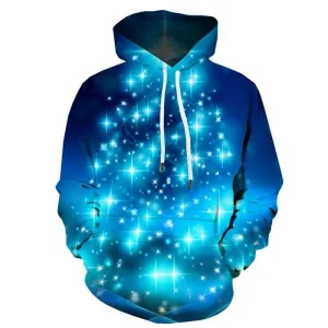 Christmas Hoodie Men Christmas Tree Sweatshirt Printed Blue Hoody Anime Party 3d Printed