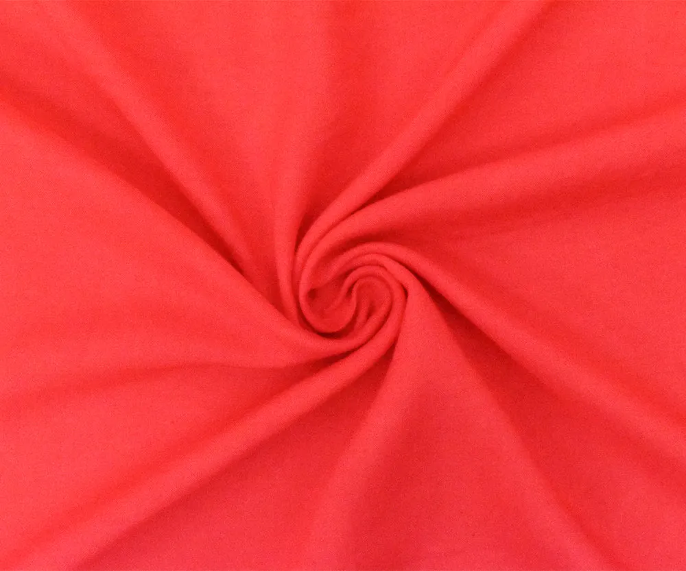 Coral Red Rayon Challis Solid Woven Fabric