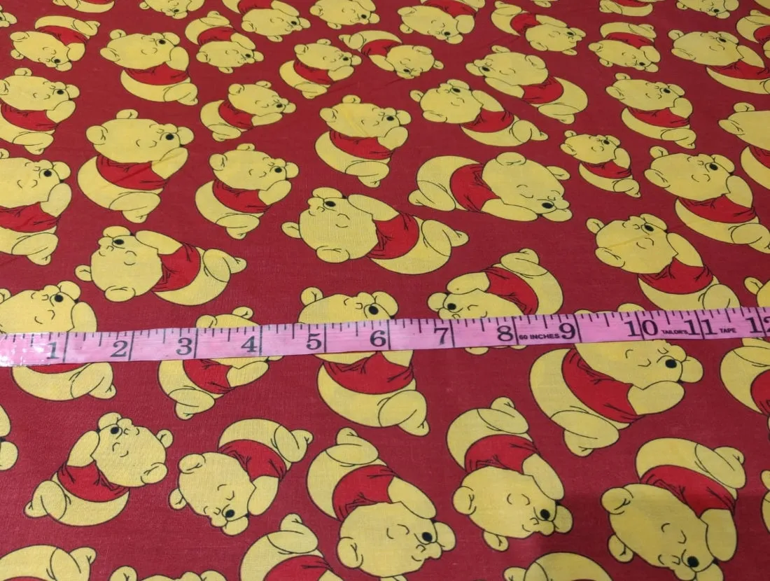 COTTON POPLIN WINNIE THE POOH RED PRINT 58" wide