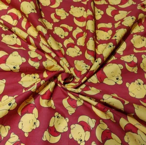 COTTON POPLIN WINNIE THE POOH RED PRINT 58" wide