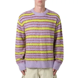 Custom Mohair Striped Knit Sweater - OEM/ODM Crew Neck Pullover for Men