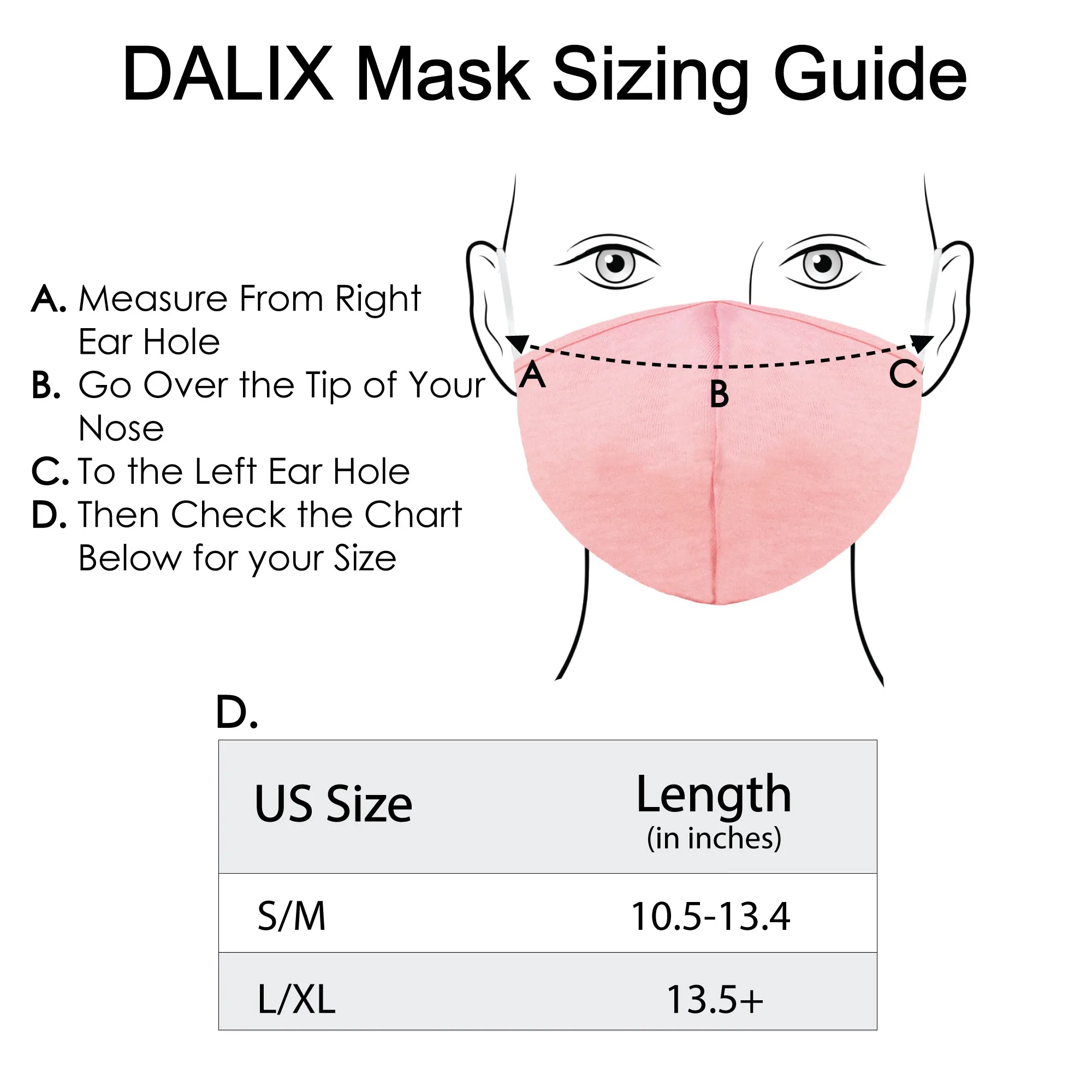 Dalix Cloth Face Mask Reuseable Washable Made in USA - S-M , L-XL Size