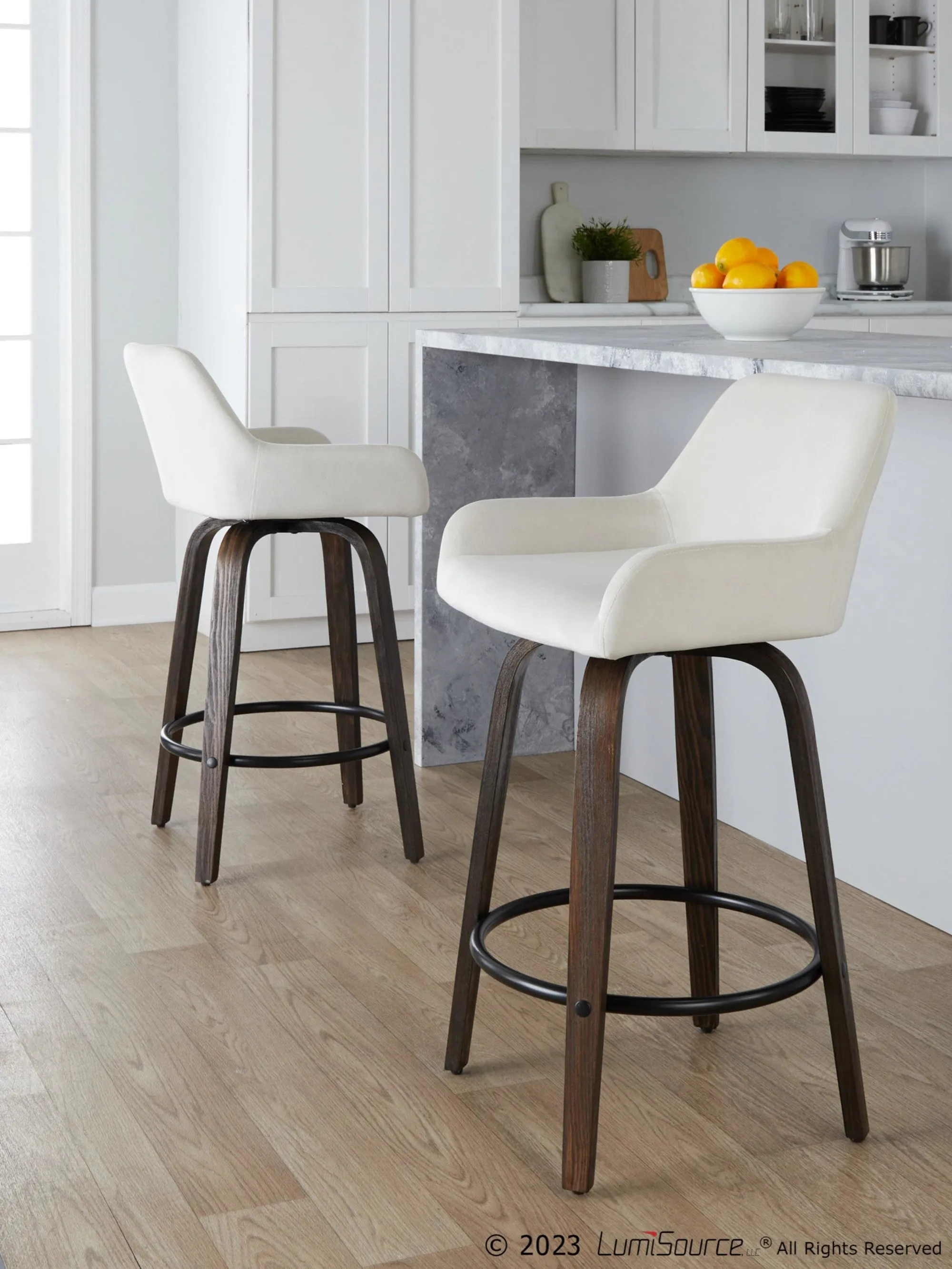 Daniella 26" Fixed-Height Counter Stool - Set of 2 By LumiSource - B26-DNLAV-GRTZQ2 BNBK2