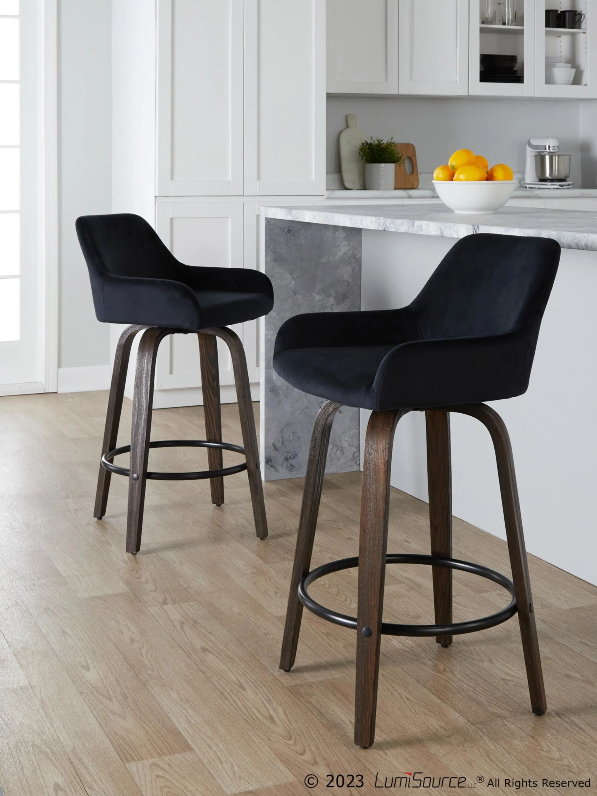 Daniella 26" Fixed-Height Counter Stool - Set of 2 By LumiSource - B26-DNLAV-GRTZQ2 BNBK2