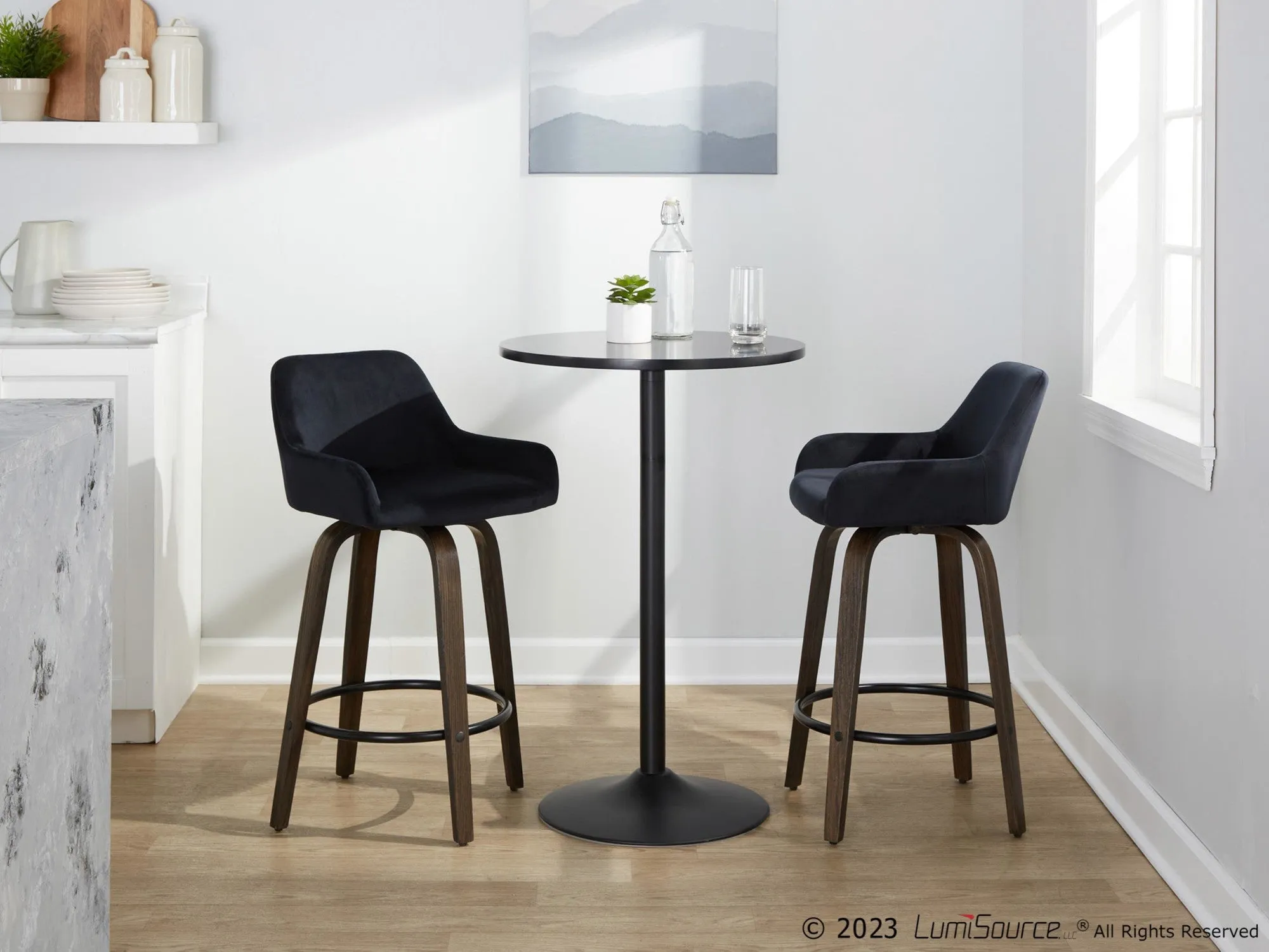 Daniella 26" Fixed-Height Counter Stool - Set of 2 By LumiSource - B26-DNLAV-GRTZQ2 BNBK2