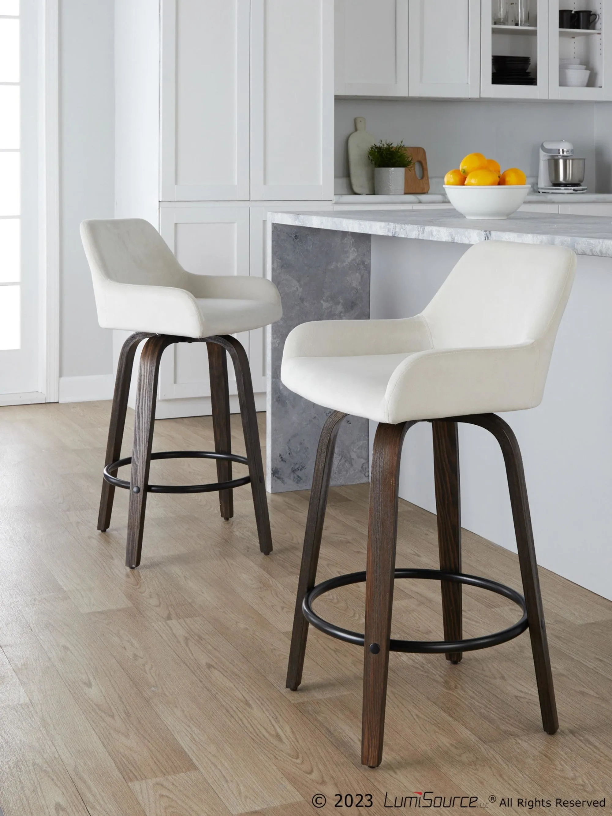 Daniella 26" Fixed-Height Counter Stool - Set of 2 By LumiSource - B26-DNLAV-GRTZQ2 BNBK2