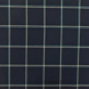 Deep Navy-Beige-Green Check Wool-Poly Twill Woven Suiting Fabric