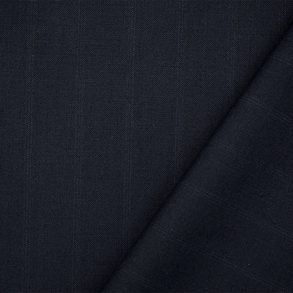 Deep Navy-Gray Wool Polyester Striped Woven Shirting Fabric