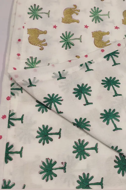 Earthen Nest Hand Block Printed Cotton Kids Dohar- Tree Tiger