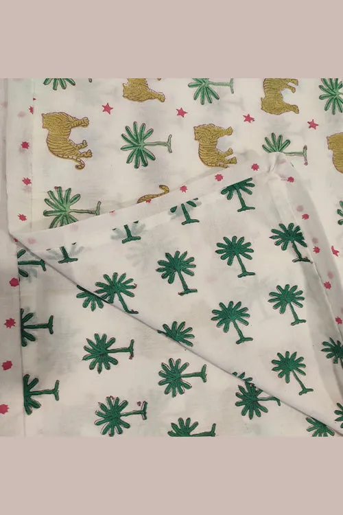 Earthen Nest Hand Block Printed Cotton Kids Dohar- Tree Tiger