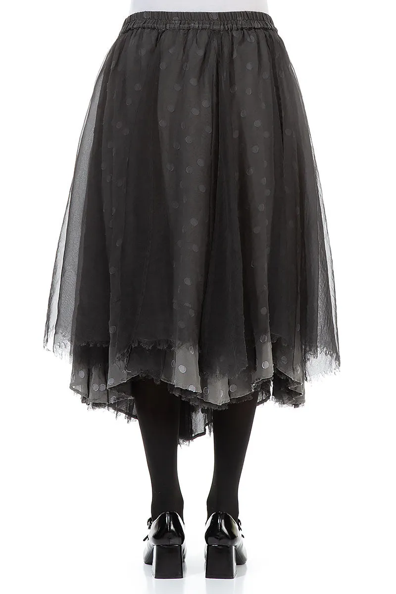 Flared Storm Grey Silk Chiffon Skirt