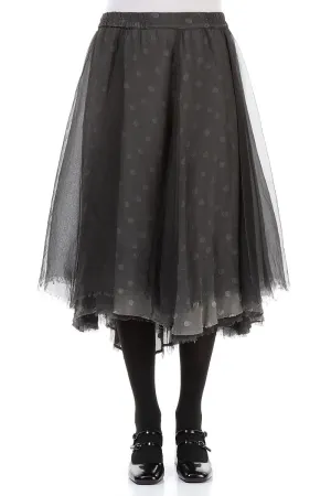 Flared Storm Grey Silk Chiffon Skirt