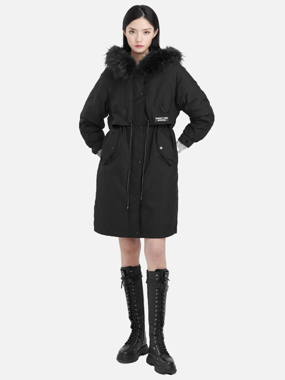 Fur Collar Long Down Jacket