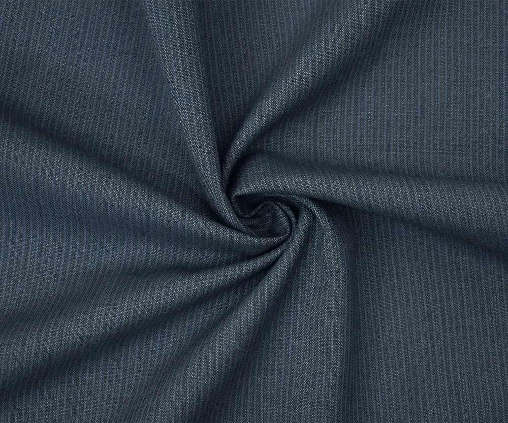 Gray-Blue-Multi Wool-Poly Stripe Texture Woven Shirting Fabric