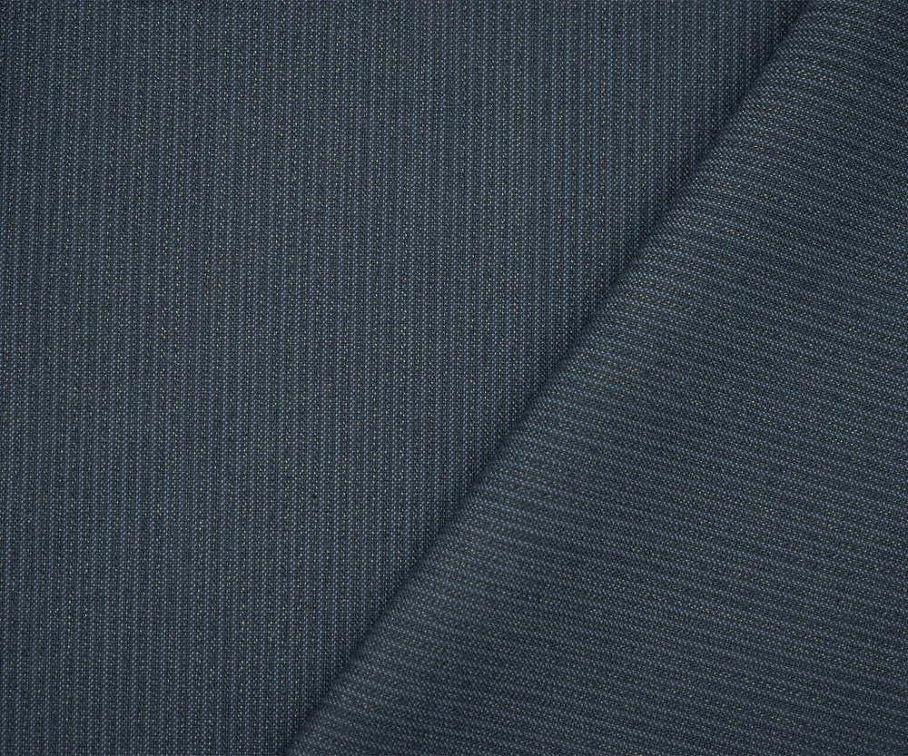 Gray-Blue-Multi Wool-Poly Stripe Texture Woven Shirting Fabric