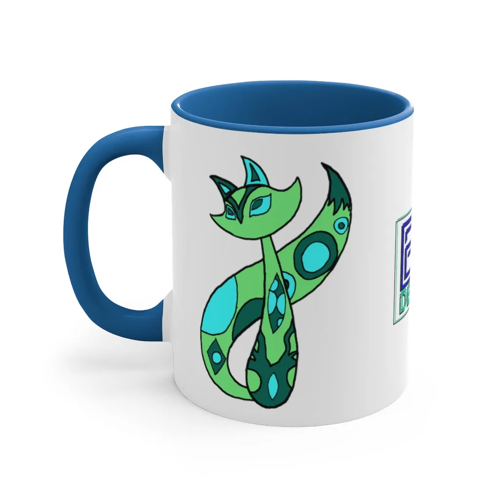 Green Cat Accent Coffee Mug, 11oz