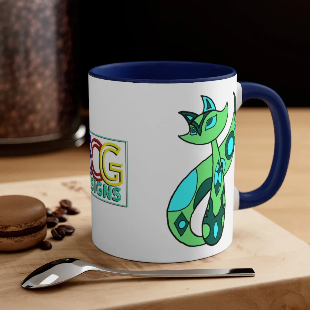 Green Cat Accent Coffee Mug, 11oz