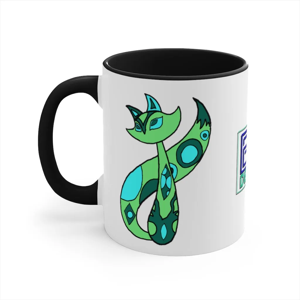 Green Cat Accent Coffee Mug, 11oz