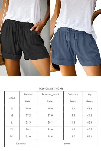 Green Women's Summer Shorts with Elastic Drawstring Waist