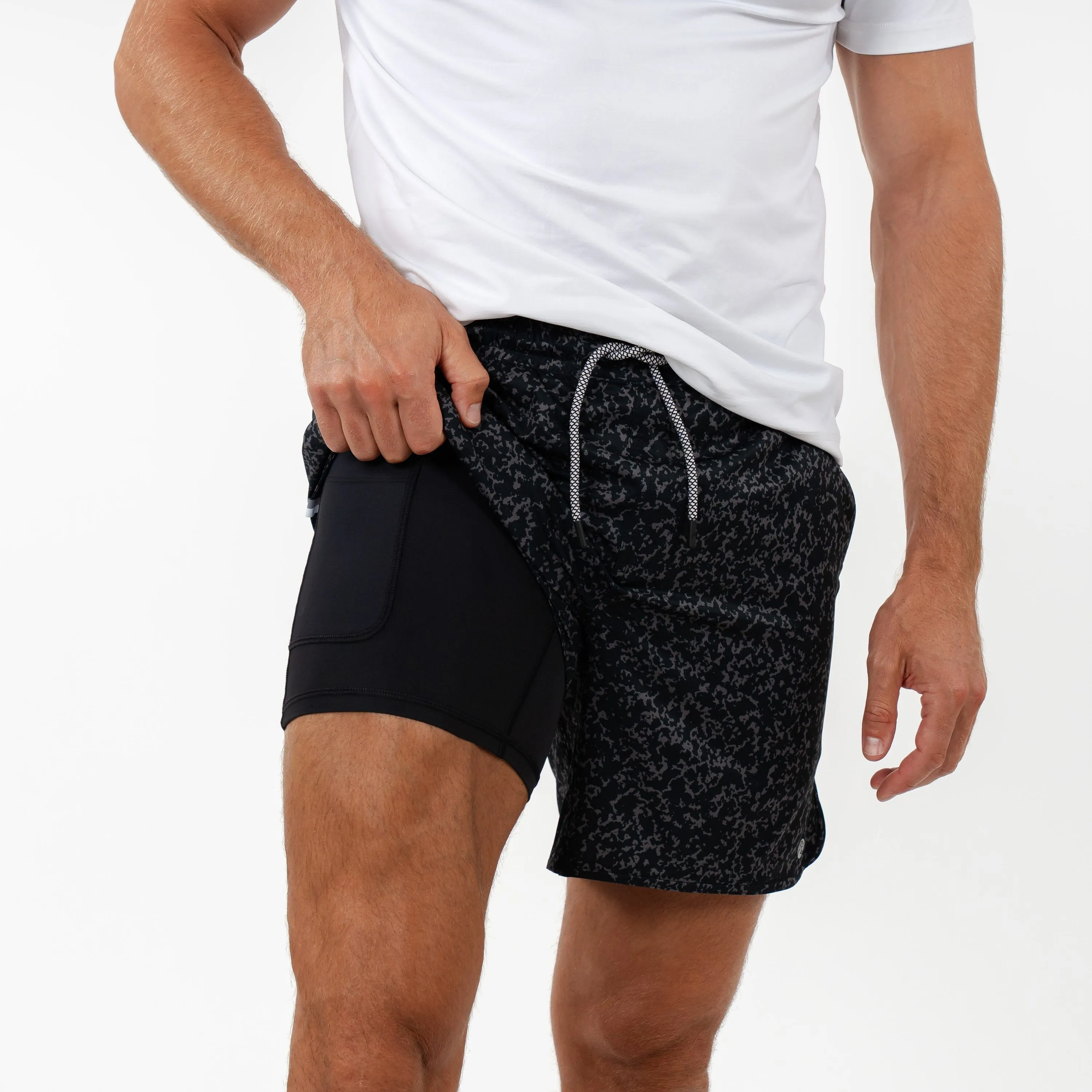 Grit Gym Short | The Granite Camo - Midnight Black/Charcoal Grey